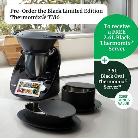 Pre-Order the Black Limited Edition Thermomix® TM6 - selling fast - once they're gone, they're gone! Cook smarter, not harder with the Black Limited Edition Thermomix® TM6 and Cookidoo®, our exclusive recipe library. With all the same functionality as Classic White Thermomix® TM6, you have everything you need in one sleek unit. For a limited time only and limited stock available. Smarter Not Harder, Menu Planning, Black Edition, Free Offer, Drip Coffee Maker, Classic White, Limited Editions, Don't Worry, Pre Order