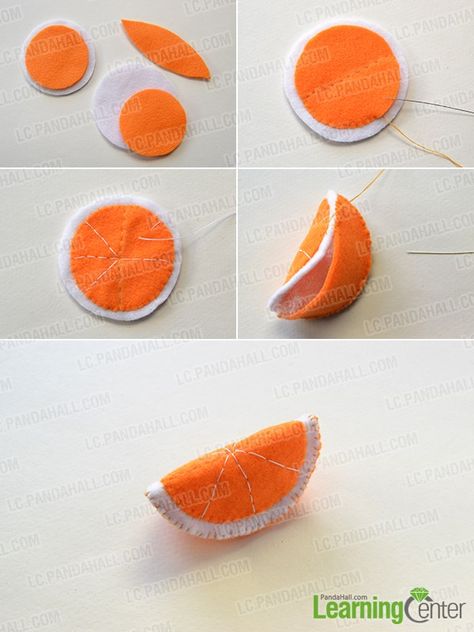 Home Decor Idea--How to Make Easy Felt Fruits for Beginners - Pandahall.com Easy Felt Food, Felt Food Patterns Free Templates, Diy Felt Play Food, Easy Felt Crafts, Felt Food Diy, Felt Food Patterns, Felt Fruit, Felt Play Food, Felt Crafts Diy