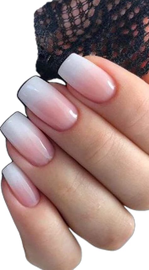 Short Ombre False Nails with Gradient Design Baby Boomers Nails, Nails Short Square, Nail Designs Pictures, Fun Nail Colors, Short Fake Nails, Nail Salon Design, Press On Nails Short, Spring Nail Trends, Ombre Acrylic Nails