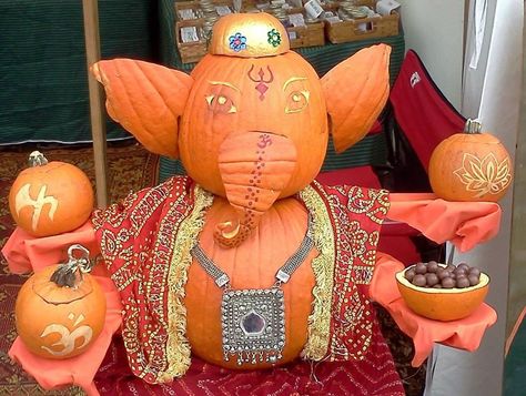 anita anand ‏@tweeter_anita Oct 30 So what happens when Halloween and Diwali coincide? Why this wonderful thing happens of course! ht @sunny_hundal pic.twitter.com/pvcNlxL3dI Om Gam Ganapataye Namaha, Pumpkin Carving Patterns Free, Ganesha Elephant, Pumpkin Carving Designs, Pumpkin Carving Patterns, Spirit Science, Indian Elephant, Pumpkin Art, Diwali Decorations