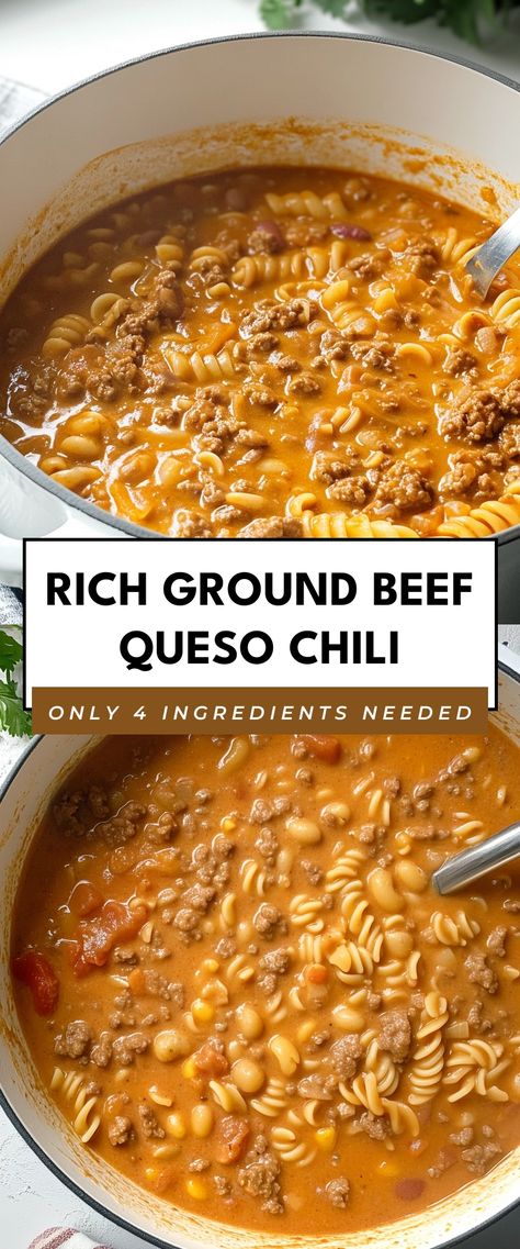 Image for Rich Ground Beef Queso Chili Queso Chili Recipe, Ground Beef Queso Chili, Crockpot Ground Beef Recipes Easy, Ground Beef Mexican Recipes, Recipes With Ground Beef Healthy, Ground Beef Queso, Ground Meat Dinners, Queso Chili, Easy Recipes With Ground Beef