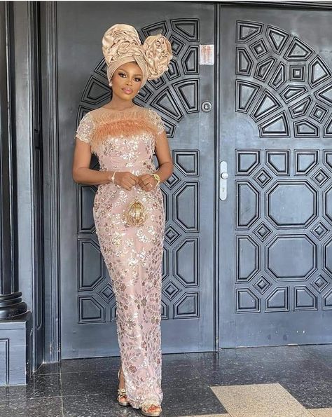 Latest Lace Gown Styles Aso Ebi, Lace Gown Styles Aso Ebi, Gown Dress For Women, Lace Gown Dress, Nigerian Wedding Dresses Traditional, Lace Styles For Wedding, Aso Ebi Lace Styles, Lace Long Gown, Ankara Dress Designs