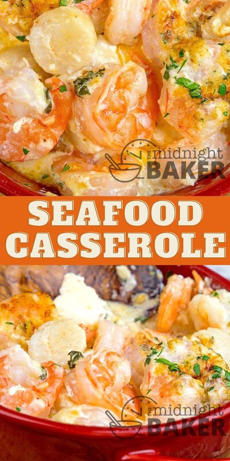 This seafood casserole is full of shrimp and scallops so it’s a seafood lover’s delight. Perfect for Lent. Attention Shrimp And Scallop Lovers If you love shrimp and scallops, you are going to love this easy seafood casserole. This is another great recipe from my friend Maria from Maria’s Mixing Bowl! While it may not...Read More » Shrimp And Scallop Recipes, Seafood Casserole Recipes, Seafood Dinner Recipes, Seafood Dish Recipes, Sea Food Salad Recipes, Seafood Bake, Seafood Entrees, Delicious Seafood Recipes, Yummy Seafood