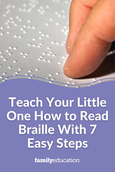 These steps make teaching toddlers how to read braille a fun, exciting experience for parent and child. How To Read Braille, Pre Braille Activities, Activities For Blind Children, Learn Braille, Braille Art, Reading Braille, Braille Activities, Braille Reader, Early Intervention Activities