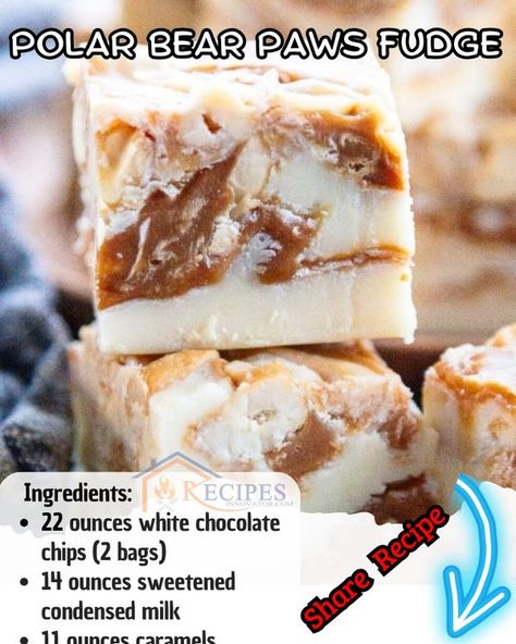 Recipes Innovator | Polar Bear Paws Fudge 🍫🥜 | Facebook Polar Bear Paws, Polar Bear Paw, Bear Paws, Fudge Recipes, Sweetened Condensed Milk, Holiday Cooking, White Chocolate Chips, Condensed Milk, Holiday Baking