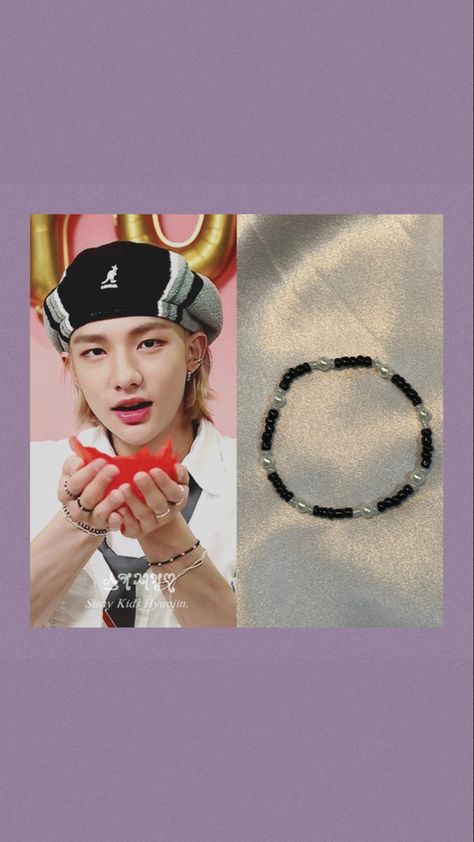 Hyunjin Beads Bracelet, Hyunjin Beaded Bracelet, Straykids Jewelry, Hyunjin Accessories, Skz Rings, Skz Diy Ideas, Straykids Bracelets, Hyunjin Bracelet, Skz Bracelets