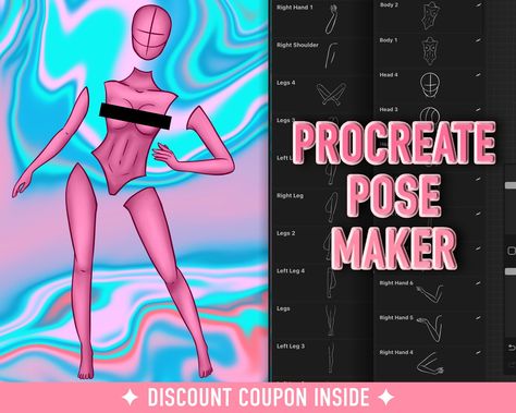 Procreate Pose Maker stamps | Procreate body pose stamps | Procreate body brushes | Procreate body stamps | Procreate pose stamps Human Body Poses, Procreate Ipad Tutorials, Brushes Procreate, Procreate Ipad Art, Procreate Brushes Free, Character Model Sheet, Free Brush, Digital Painting Tutorials, Procreate Brushes