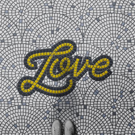 Mosaic Lettering, Mexican Cafe, Mosaic Floor Tiles, Church Marketing, Art Deco Apartment, Office Mural, Mosaic Art Diy, Penny Tile, Mosaic Madness