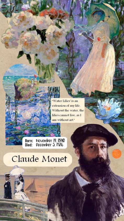 love letter to my favourite artist. the one and only claude monet <3 Natural Forms Gcse, Artist Research Page, Art Alevel, Claude Monet Art, Gcse Art Sketchbook, A Level Art Sketchbook, Monet Art, Monet Paintings, Musical Art