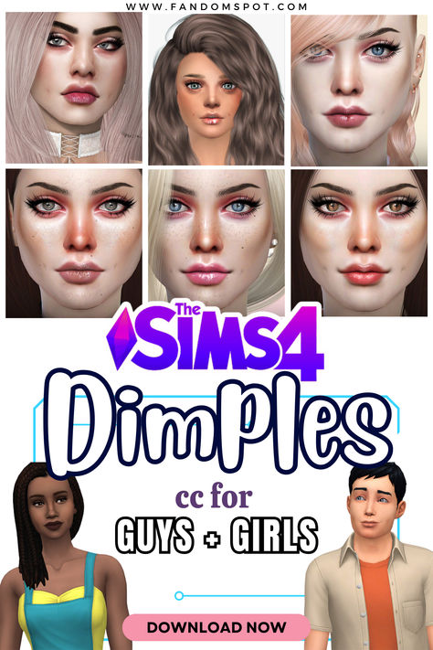 Sims 4 Dimples Cc, Sims 4 Dimples, Sims Love, Laugh Lines, Different Skin Tones, Lip Contouring, Best Sims, Ts4 Cc, Miranda Kerr