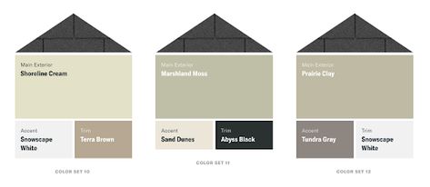 Fresh Color Palettes for a Gray or Black Roof | LP SmartSide | Blog Black Roof Cream House, Black Roof House Colors, Hardie Board Siding Colors, Modern Farmhouse Exterior Colors, Siding Colors For Houses, Farmhouse Exterior Colors, Farmhouse Colors, Lp Smartside, Exterior Paint Color Combinations