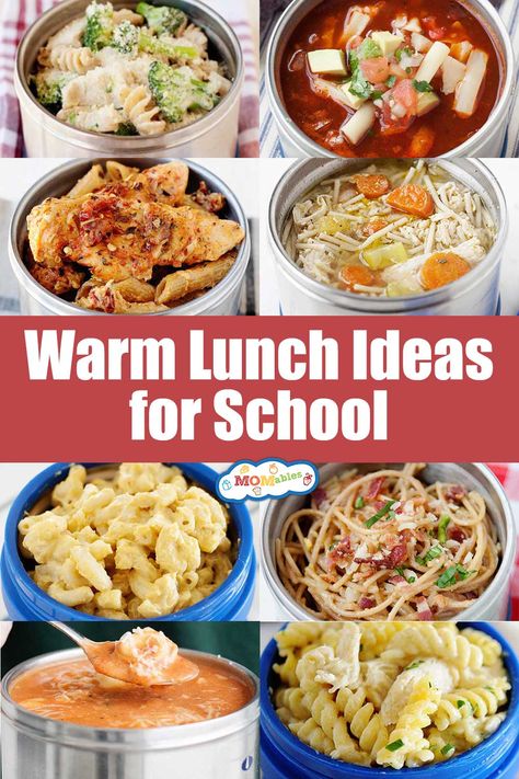 Kid-Favorite Warm Lunch Ideas for School | MOMables Ramen Noodles For School Lunch, Elementary Cold Lunch Ideas, Fun Preschool Lunch Ideas, School Lunch Ideas Hot Food, Kindergarten Hot Lunch Ideas, School Lunch For Teachers, Spring Break Lunch Ideas For Kids, School Lunch Thermos Ideas, Back To School Lunch Ideas For Teachers