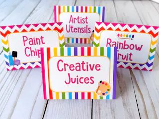 sweetheartpartyshop - Etsy Painting Party Kids, Art Party Food, Art Party Foods, Art Party Decor, Birthday Party Summer, Art Themed Party, Painting Birthday Party, Painting Food, Party Food Labels