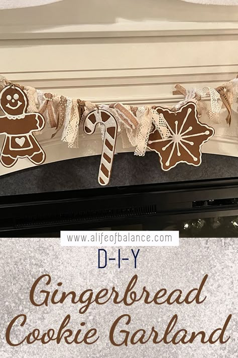 Gingerbread Wood Cutouts, Wood Christmas Garland, Gingerbread Staircase, Gingerbread Garland Ideas, Christmas Bakery Decorations, Neutral Gingerbread Decor, Gingerbread Decor Diy, Gingerbread Garland Diy, Diy Gingerbread Decor