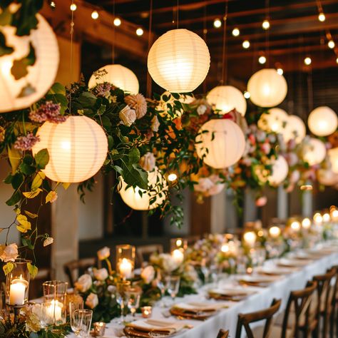 Elevate Your Spring Wedding with These Three Enchanting Ways to Combine Simple Paper Lanterns and Florals! – Sarah Romanowski Wedding Design Floral Paper Lanterns, Paper Lanterns Wedding Reception, Paper Lanterns Wedding Decor, Whimsical Wedding Florals, Hanging Florals Wedding, Paper Lanterns Decor, Wedding Lantern Decor, Hanging Floral Wedding, Chinese Lanterns Wedding