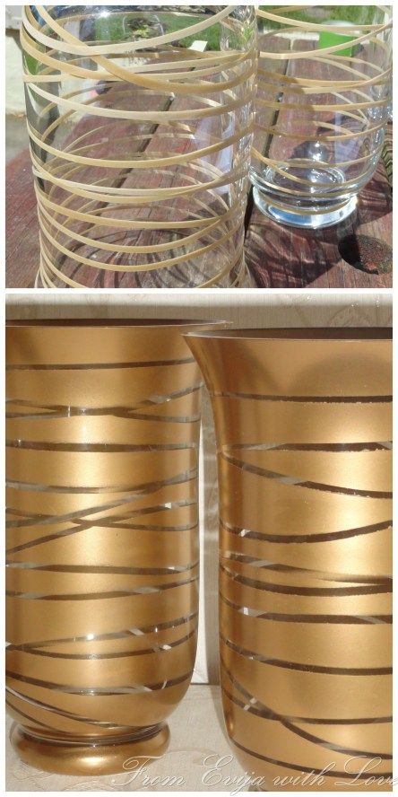 Transform an old glass container into a beautiful piece using gold spray paint Diy Spray Paint, Diy Sprays, Gold Spray, Gold Spray Paint, Gold Vases, Gold Diy, Calla Lilies, Painted Vases, Diy Vase