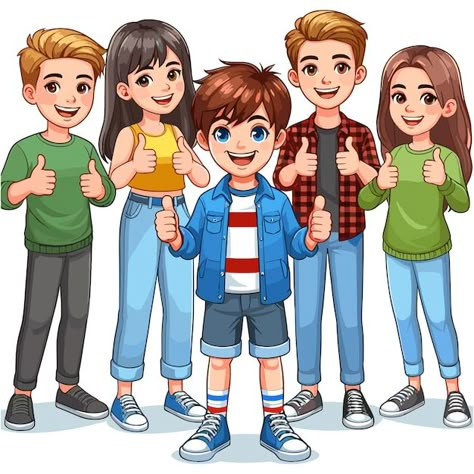 Group Cartoon, Friends Group Cartoon, Group Of 4 Friends Cartoon, Group Of 8 Friends Cartoon, Friends Group Cartoon Images, Friends Group Illustration, Five Friends, Friends Clipart, English Learning Books