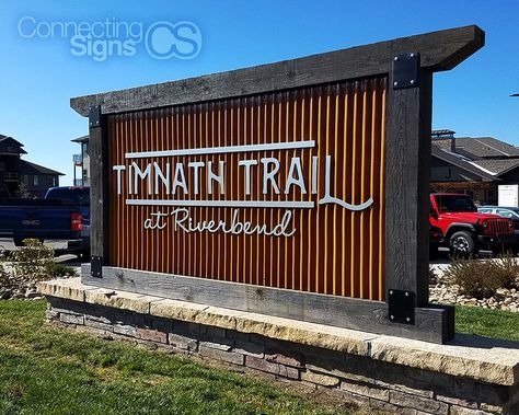 Monument Signs Entrance Design, Farm Signs Entrance, Condominium Entrance, Ranch Entrance Ideas, Subdivision Entrance, Neighborhood Signs, Rustic Signage, Monument Signage, Entrance Signs