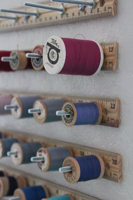 Thread Storage Roundup Sewing Nook, Sewing Area, Sewing Room Inspiration, Spools Of Thread, Sewing Room Storage, Sewing Spaces, Sewing Room Design, Thread Storage, Dream Craft Room