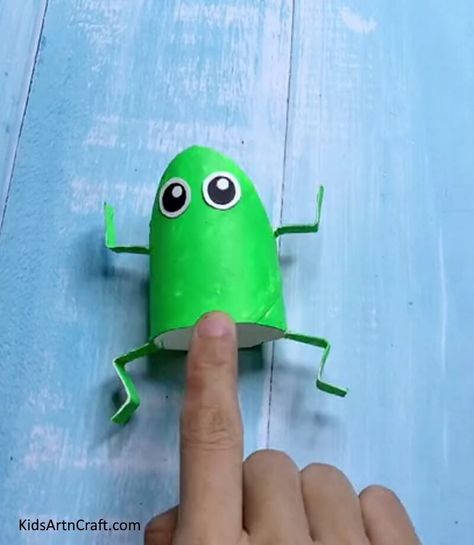 How to Make Frog by Toilet Paper Roll Step-by-Step Tutorial - Kids Art & Craft Toilet Paper Tube Frog, Toilet Paper Frog Craft, Toilet Paper Roll Hopping Bunny, Toilet Roll Frog, Toilet Paper Roll Crafts Prek, Frog Toilet Paper Roll Craft, Spring Toilet Paper Roll Crafts, Paper Bag Frog Puppet, Toilet Paper Roll Frog