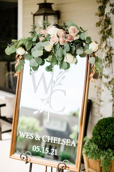 Wooden Mirror Wedding Sign, Diy Wedding Sign Mirror, Monogram Wedding Sign, Vintage Welcome Sign Wedding, Wedding Welcome Sign Mirror With Flowers, Welcome Mirror Sign Wedding, Diy Wedding Welcome Sign Mirror, Gold Mirror Welcome Sign Wedding, Mirror Signs For Wedding