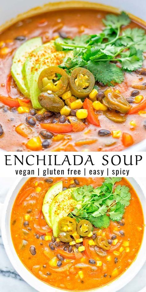 Vegan Crockpot, Vegan Instant Pot Recipes, Quick And Easy Soup, Enchilada Soup, Vegan Soup Recipes, Vegan Soups, Vegan Soup, Easy Soups, Easy Soup Recipes