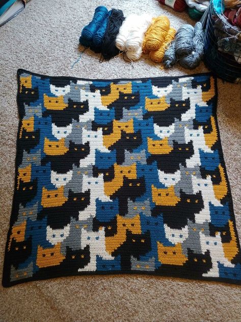 Cats Afghan, Cat Afghan, Modern Crochet Blanket, Diy Baby Blanket, Crochet Table Runner Pattern, Pixel Crochet, Tapestry Crochet Patterns, Manta Crochet, Crochet Patterns Free Blanket