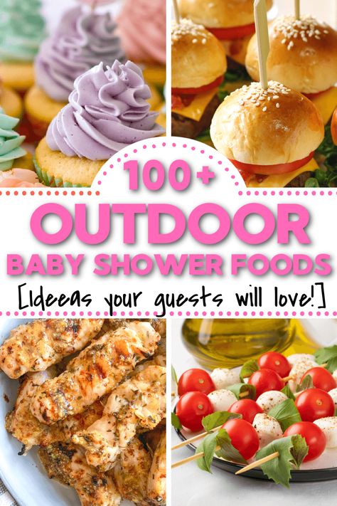 Bbq Baby Shower Ideas Girl, Simple Outdoor Baby Shower Ideas, Park Bbq Food Ideas, Outdoor Summer Baby Shower Ideas, Backyard Bbq Baby Shower Ideas, Picnic Themed Baby Shower Ideas, Coed Baby Shower Food Ideas, Bbq Baby Shower Food, Cookout Baby Shower Ideas