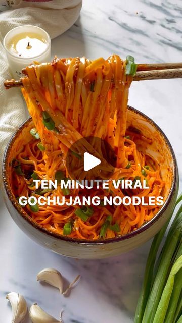 Ayushi Gupta-Mehra on Instagram: "GOCHUJANG NOODLES!   With over 40m+ combined views (AND COUNTING!), this has been my most popular recipe of all times! Fiery yet creamy, there’s really nothing quite like it … Seeing the remakes and reading firsthand how much you’ve loved the dish too, has honestly been as gratifying as the soul-stirring comfort of these noodles themselves!  Recipe below serves 2; I scaled up the ingredients (while making the video) to feed a larger crowd  Cook noodles of choice in a pot of boiling water. Drain and set aside, reserving some of the noodle water.  To a heat-proof bowl, add: - 2-3 finely chopped garlic cloves  - 1 - 4 tsp gochugaru (Korean crushed red pepper flakes; can sub with regular chilli flakes but the flavour will not be the same) - 1/2 - 1 tbsp sesame Veg Noodles Recipes, Korean Recipes Easy, Easy Recipes Vegan, Ayushi Gupta, Korean Noodle Recipes, Veg Noodles Recipe, Gochujang Noodles, Noodles Korean, Bean Pasta Recipes