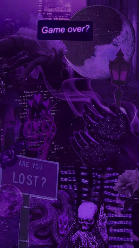 #purple #darkpurple #purpleaesthetic #purplecore #darkpurpleaesthetic #dark #night #skull #lost #viral #fyp #collage Dark Purple Collage, Dark Purple Aesthetic, Cyberpunk City, Purple Aesthetic, Dark Night, Pretty Colours, Dark Purple, Cyberpunk, Dark Green