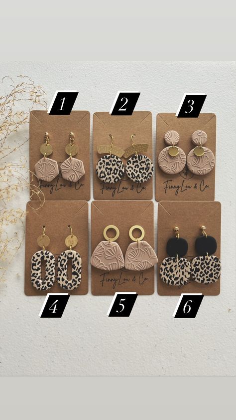 Clay Cheetah, Statement Earrings Bride, Rockin Around The Christmas Tree, Crystal Statement Earrings, Floral Greenery, Earring Kit, Handmade Clay Jewelry, Handmade Packaging, Polymer Clay Diy