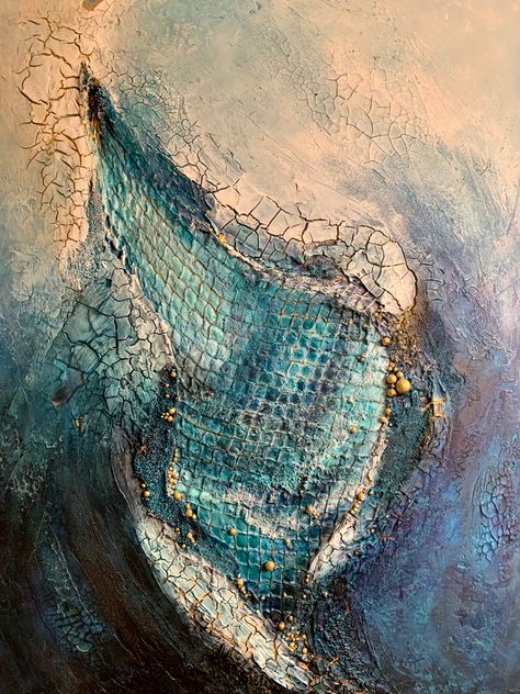 Textured Artwork Mixed Media, Mixed Media Ocean Art, Mixed Media Acrylic Painting, Acrylic Painting Mixed Media, Mix Media Painting, Assemblage Art Collage, Texture Artwork, Ocean Landscape Painting, Mixed Media Painting On Canvas