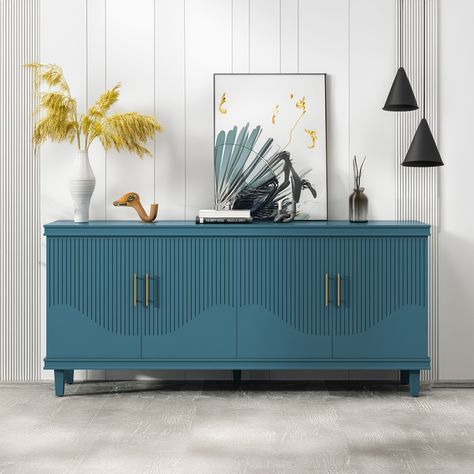 Lark Manor 70.17" Large Size 4-Door Storage Cabinet for Living Room Kitchen Bedroom | Wayfair Entryway Sideboard, Table Entryway, Kitchen Sideboard, Living Room Cabinets, Pantry Cabinet, Accent Cabinet, Sideboard Furniture, Bedroom Hallway, Color Tones