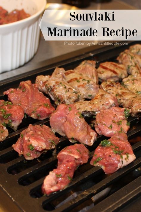 Souvlaki Marinade Recipe. Juicy pieces of succulent meat are the result when you use this easy-to-make, delicious, and tasty souvlaki recipe. Slouvaki Marinade, Pork Slovakia Marinade, Pork Slouvaki, Pork Souvlaki Marinade, Beef Souvlaki Recipe, Beef Souvlaki, Beef Marinades, Lamb Souvlaki Recipe, Lamb Souvlaki