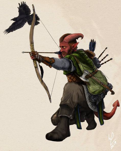 Wayne Danting-Langdale on Instagram: “Frank Thistleforth. Done and dusted.  My dnd character, 1 of the stories from the "Curiosities of Calbionia" anthologies and a personal…” Digital Character Art, Tiefling Ranger, Bard Dnd, Ranger Dnd, Dnd Tiefling, Medium Armor, Tiefling Bard, D D Races, Done And Dusted