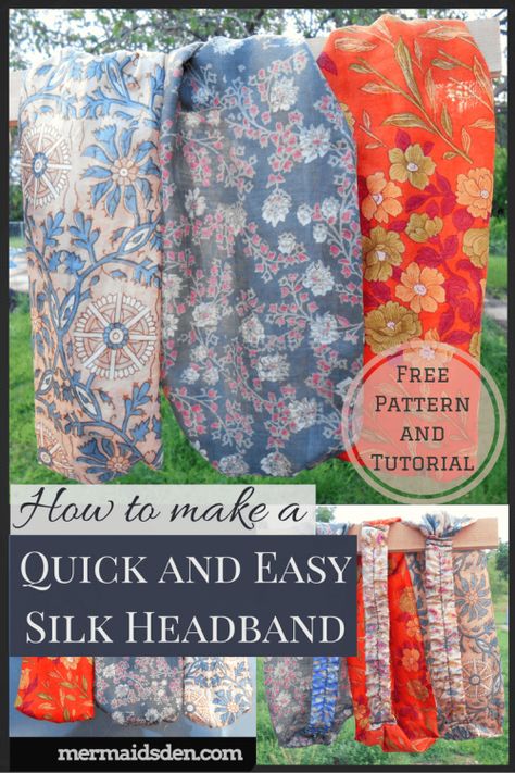 Sewing Tutorial: Make a Quick and Easy Silk Headband Silk Headband Diy, Headband Sewing, Sewing Headbands, Halloween Dog Collar, Thread Catcher, Sewing Seams, Beginner Sewing Patterns, Bernina Sewing, Basic Sewing