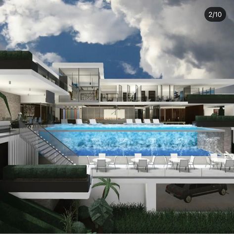 Adopt Me Roblox House Ideas Futuristic House Pool, Modern House On Hill Bloxburg, Bloxburg Family Mansion, Tropical Modern Mansion Bloxburg, Bloxburg Hillside Mansion, Bloxburg Mega Mansion, Aesthetic Modern Mansion Bloxburg, Winter House Exterior, White Mansion