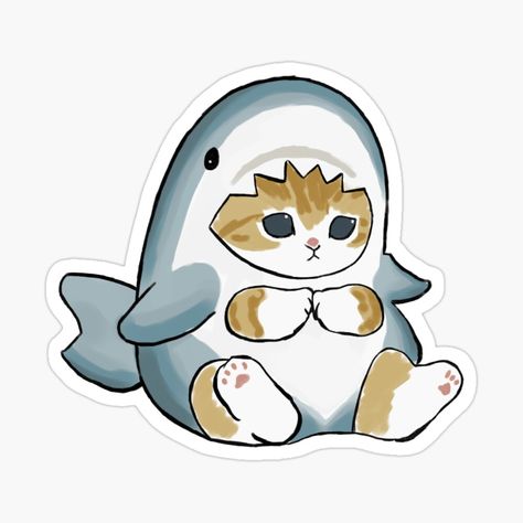 Shark Stickers Printable, Cartoon Stickers Printable, Free Stickers Printables, Macbook Stickers Ideas, Cute Stickers Printable Kawaii, Cat Shark Costume, Gatos Stickers, Cat Stickers Printable, Cool Stickers For Laptop