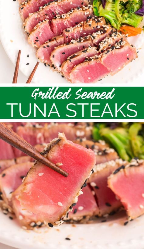 Grilled Ahi Tuna Recipe, Ahi Tuna Marinade, Grilled Ahi Tuna, Tuna Steak Marinade, Tuna Marinade, Fresh Tuna Recipes, Honey Marinade, Marinated Tuna Steak, Ahi Tuna Steaks