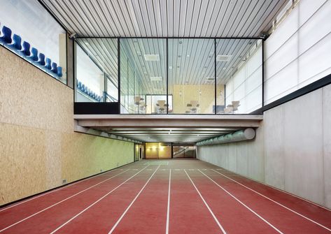 Calvià Running Track / Niu Arquitectura | ArchDaily Indoor Running Track, Sport Architecture, Sports Architecture, Athletic Center, Educational Architecture, Sports Centre, Sport Center, Sports Hall, Sports Center