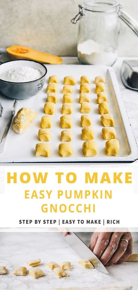 Pumpkin Gnocchi, Making Gnocchi, Sweet Potato Gnocchi, Homemade Gnocchi, Potato Gnocchi, Gnocchi Recipes, Homemade Pumpkin, Homemade Pasta, Easy Pumpkin