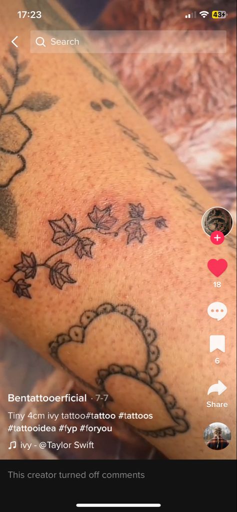 Fine Line Ivy Tattoo, Small Ivy Tattoo, Ivy Frank Ocean Tattoo, Taylor Swift Ivy Tattoo, Ivy Taylor Swift Tattoo, Subtle Taylor Swift Tattoo, Ivy Tattoos, Poison Ivy Tattoo, Frank Ocean Tattoo