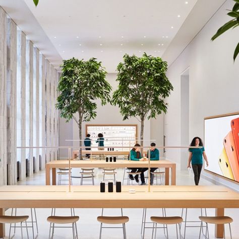 Washington D.C.'s new Apple Store repurposes a Beaux-Arts Carnegie Library as an ostensibly public corporate mecca. #CarnegieLibrary #Apple #architecture Apple Architecture, Apple Store Interior, Apple Store Design, 블로그 디자인, Carnegie Library, Foster Partners, Showroom Interior Design, Apple Design, Retail Interior