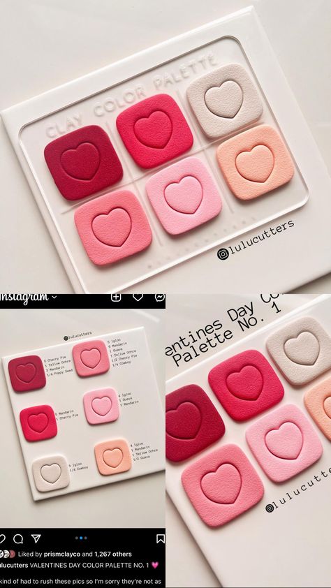 Red Polymer Clay Recipe, Valentine Color Palette, Clay Color Recipe, Polymer Clay Recipes, Polymer Clay Color Recipes, Clay Color Mixing, Polymer Clay Recipe, Color Recipe, Clay Recipe