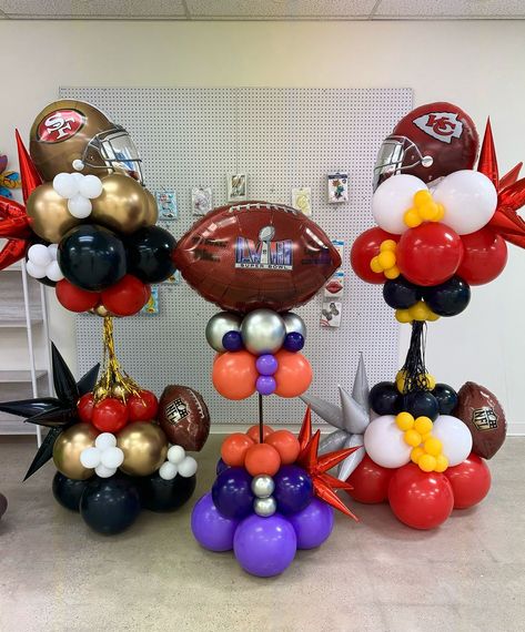 Took a page out of the @balloons_creations_by_denitsa playbook for this #SuperBowl set! Here’s to one of these Betty Towers being… | Instagram Super Bowl Balloon Garland, 49ers Birthday Party, 49ers Birthday, 49ers Party, National Signing Day, Football Party Decorations, Balloon Columns, Balloon Decor, Football Party