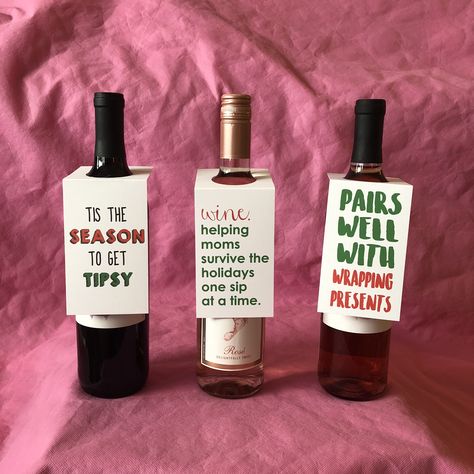 Wine Hostess Gift, Wine Bottle Gift Tags, Wine Favors, Bottle Gift Tags, Christmas Wine Bottle, Christmas Wine Bottles, Wine Mom, Wine Bottle Gift, Holiday Wine