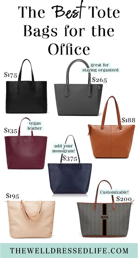 Looking for a new tote bag for work? We found six chic, affordable and professional bags you can take to the office.  #businesscasual #businessprofessional #outfitsforwork #handbags Work Purses Professional, Office Purse Work Bags, Purse For Work, Professional Bags For Work, Women’s Work Laptop Bag, Office Bags For Women To Work Classy, Computer Tote Bag Women, Work Bag For Women, Professional Bags For Women