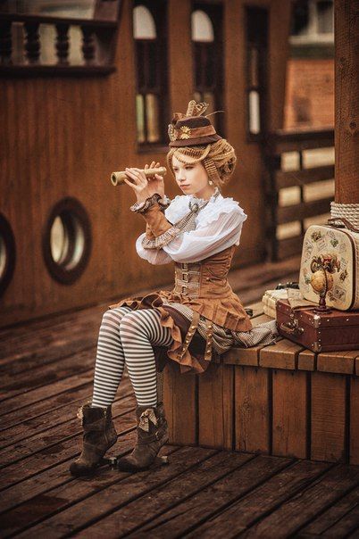 ❥ℬℯℓℓℯ🥀 Diy Steampunk Costume, Steampunk Diy Costume, Steampunk Halloween Costumes, Moda Steampunk, Corset Steampunk, Mode Steampunk, Steampunk Couture, Steampunk Halloween, Steampunk Dress