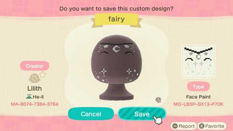 Acnh Fairy Face Paint, Animal Crossing Custom Face Paint, Acnh Design Id Codes Face Paint, Animal Crossing Makeup Design, Face Paint Acnh Codes, Acnh Make Up Code, Animal Crossing Design Codes Face Paint, Acnh Cute Face Paint, Anch Outfit Codes