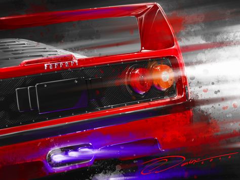 Ferrari Art, Auto Illustration, Cool Car Drawings, Automotive Artwork, Racing Art, Car Artwork, Car Themes, Foose, Ferrari F40